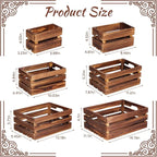 BOBOKA Set of 6 Decorative Wood Crates Nesting Storage Container, 6 Size Farmhouse Wooden Storage Boxes, Rustic Wooden Crates for Storage, Display, Christmas Decorations