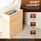 2.3 Gallons Rectangular Wooden Trash Can | Trash Can with Bin Liners | Decorative Waste Basket | Recycling Bin for Bathroom | Natural Wood Finish Basket for Kitchen | Paper Basket for Office