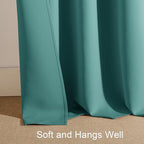 PONY DANCE 36 inch Small Curtains - Rod Pocket Thermal Insulated Short Window Treatments for Living Room Match with Drapes, 42 W x 36 L, Sea Teal, 2 Panels