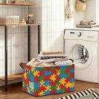 Jigsaw Storage Bins with Handles, Collapsible Storage for Clothes, Gift Basket, Blankets & Closet Organization
