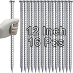VVOKGO 12 Inch Rebar Stakes Metal Asphalt Anchoring Spikes Ground (16pcs), 1/2 Inch Diameter Galvanized Landscape Anchors Heavy Duty for Speed Bump, Handicap Threshold Ramps, Parking Limits Curb, Tarp