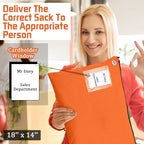 2 Pcs Interoffice Mailer Canvas Transit Sack Zipper Bag 18" x 14" Large Zipper Pouch with Grommet Interoffice Mail Bag (Orange)