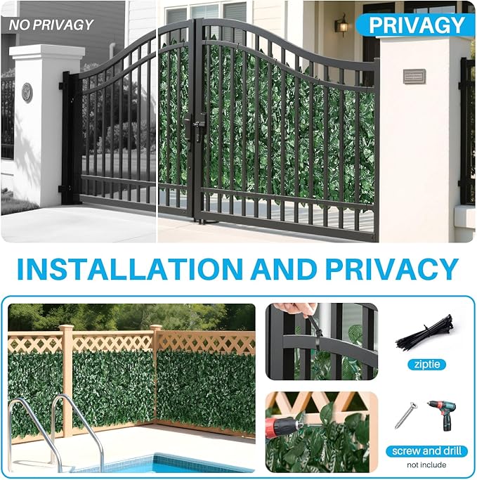 Patio Paradise 39"x117"-1Pc Faux Ivy Fence Privacy Screen Artificial Greenery Wall Backdrop,Fake Grass Wall Panels for Outside Apartment Balcony,Vine Leaf Decor for Outdoor Patio Chain Link