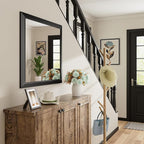 24x32 Inch Black Bathroom Mirror for Wall, Thick Metal Framed Rectangle Mirrors for Over Sink, Bedroom, Living Room, Entryway, Anti-Rust, HD Tempered Glass