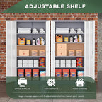 Greenvelly Metal Storage Cabinet, 72" Locking Metal Garage Storage Cabinet with Doors and 4 Adjustable Shelves, Lockable Steel Cabinet for Home Office, Garage, Shop, School (White Grey 36" W x 18" D)