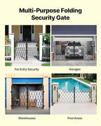 VEVOR Double Folding Security Gate, Lockable Scissor Gate with 360° Swivel Casters, Outdoor Barricade Steel Retractable Gates, for Entry Security, Garage, Warehouse & Pool, 125.98 x 63.19 in (W x H)