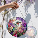 8 Inch Stained Glass Suncatcher Ornament, DOUHASU Hummingbird Sun Catchers Indoor Window, Stained Glass Window Hanging, Home Decor, Hummingbird Lovers Gifts for Women, Mom, Friend