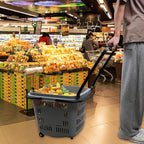 50 L Plastic Rolling Shopping Basket with Handles, Portable Retail Shopping Baskets for Supermarket, 4 PCS