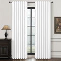 BrightWhite Linen 86 Inch 100% Blackout Curtains for Bedroom, Pleated Heading Tape Ring Clips Back Tab Thermal Custom Made Window Curtains Living Room Modern Farmhouse (100 Wide Total, Each W50"x2Pcs)