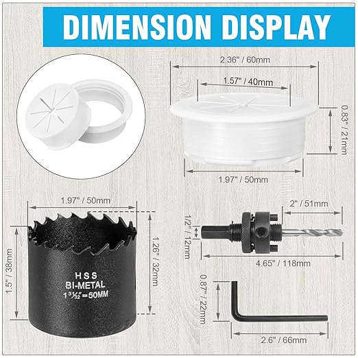 2" White Desk Grommet, JTemgle Flexible Cable Grommet with Bi-Metal Hole Saw Plastic Cable Hole Cover Wire Organizer Caps Desktop Cord Management for Home Office TV Stands Tabletops, 7 Pieces