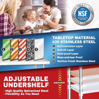 DuraSteel 24x12 NSF Stainless Steel Cart - Heavy Duty Rolling Food Prep Table with Undershelf - Metal Utility Cart for Commercial Restaurant Kitchen, Laundry, Side Mixer Stand