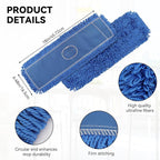 18 Inch Dust Mop Head: Replacement Medium Washable Commercial Mop Head Sweeper and Janitorial Replacement Blue