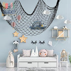 ZUEXT Decorative Fishing Net 80x40 Inch, 2 Pack Large Black Picture Fish Net, Wall Photo Hanging Fishnet for Nautical Mermaid Pirate Ocean Themed Hawaii Beach Under The Sea Party Decorations