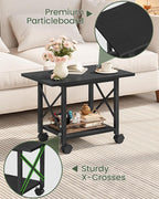 23.6" Under Desk Printer Stand, 2-Tier Printer Table with Wheels Adjustable Feet for Home Office, Study, Living Room, Black TPS01BB