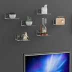 6 Inches Acrylic Small Wall Shelves 2 Pack, Floating Shelf for Wall Mounting, Acrylic Display Ledges for Funko Pop Figures, Home Décor, Living Room, Gaming Room, Plants(6 inch, Clear)