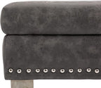 chairus PU Leather Upholstered Storage Entryway Bench, 36 inch Bedroom Bench Seat with X-Shaped Wood Legs for Living Room, Foyer or Hallway - Gray