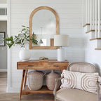 LOSOUR Arched Mirror, Farmhouse Decor Solid Wood Frame Wall Mirror, Bathroom Mirrors, Large Vintage Mirror for Bathroom, Living Room,Bedroom, Entryway, Hallway,Foyer (Brown, 36" L x 24" W)