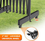 16 FT Industrial Metal Expandable Barricade，Retractable Traffic Fence with Casters, Folding Security Gate，Portable Barricade Gate for Construction Area, Traffic Control, Cordon(Black）