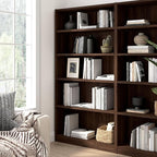 Bush Furniture Universal Tall 5 Shelf Bookcase in Black Walnut, Vertical Storage and Display Bookshelf for Home Office or Living Room Organization