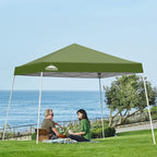 EAGLE PEAK 10x10 Slant Leg Pop-up Canopy Tent Easy One Person Setup Instant Outdoor Beach Canopy Folding Portable Sports Shelter 10x10 Base 8x8 Top (Grass Green)