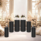 Cake Pedestal Stands for Party 6PCS Dessert Table Display Plinth Pillars Black Round Cylinder Pedestal Stands for Wedding Sculpture Display Column Decoration Cube (6PCS-Cylinder-Black)
