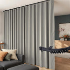 Room Divider Curtains Flexible Ceiling Tracks set Curtain track Ceiling Mount Blackout Curtain for Living Room Bedroom Ceiling Curtain Rod Privacy Dividers Panel W180xH120 Light Grey Drape&Black rail
