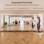 brisafe 67"x24" Ultra-Light Mobile Floor Mirror with 360° Wheels, 0.04mm Shatterproof Nano Film for Home Gym/Yoga/Dance Studio & Commercial Use | 60% Insurance Savings | Silver