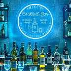 Custom Cocktail Bar Neon Sign for Man Cave, Personalized LED Neon Cocktail Signs for Wall Decor, Customized Bar Light Up Signs for Tavern Basement Pub Bistro Lounge Drunkery, Men Dad Gifts