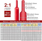 Chanzon 2:1 Ratio 25/32" (20mm) Heat Shrink Tubing 3.3Ft Roll (1M Total Length) Red Polyolefin Sleeving Wrap Shrinking 2 to 1 1pcs