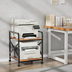 Ollieroo 2 Tier Printer Stand with Storage Shelf, Printer Table with Height Adjustable Top Shelf, Under Desk Storage Printer Cart for Paper Shredder Scanner, 3D Printer Stand for Home Office(Vintage)