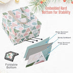 VENO 4 Pack Christmas Reusable Grocery Bags, Heavy-Duty Shopping Bags with Handles, for Shopping Cart with Hard Bottom to Stand Upright, Foldable (Pastel Forest, 4 Pack)
