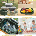 Picnic Basket for 2 Person, Foldable Bucket with Lid and Handles, Portable Outdoor Storage Bucket, 18 Liters, Ideal for Camping、Outdoors and Car Trunks (Green)