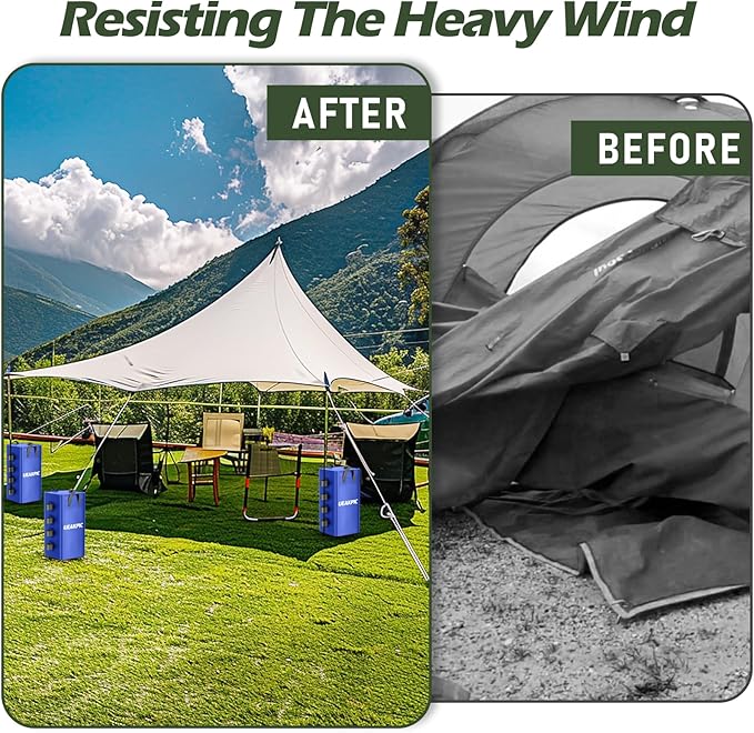 Canopy Weights, 220 LBS Heavy Duty Set of 4 Tent Water Leg Bags for Outdoor Gazebos, Umbrellas, Pergolas, Sunshades & Patio Furniture (Blue 25L x 4)
