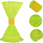 Matthew Cleaning Microfiber String Mop Heavy Duty Commercial Wet Mop Head Replacement,Excellent Absorbency,Premium Launderability,Reusable for Home,Commercial and Industrial Use(Green,6Pack)