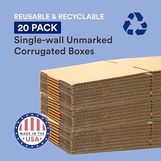 BOX USA Moving Boxes Medium 20-Pack 18x14x12" - Corrugated Cardboard Box for Shipping, Mailing, Packing, Packaging and Storage