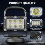 SMA 18W LED Work Light 2400 Lumens Aluminum Alloy High Brightness Strong Magnetic Base Wireless Portable Waterproof Dustproof Garage Workshop Car Repair Construction Site-Red Light (White)