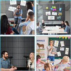 Large Cork Board for Wall 47"x 35", 12 Pack Grey Bulletin Board, Felt Wall Tiles with 72 Safe Removable Adhesive Tabs, 60 Push Pins, Cork Boards for Home Office Pin Board Tack Board