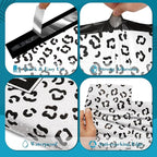 JinRuiKJ Poly Mailers with Handle 12x15.5 Inch 50 Pcs, Easy to Carry Packaging Bags for Small Business, Thank You Shipping Bags with Self Adhesive Strip, Tearproof and Waterproof - Black leopard