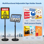 4 Packs 8.5x11 Inch Sign Stand - Adjustable Floor Standing Sign Holder, Pedestal Poster Stand for Vertical & Horizontal Display, Outdoor & Indoor Use for Business & Store Signage - Black