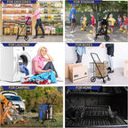 Folding Shopping Cart, Grocery Cart, 450 Lb Capacity, Utility Cart with 360° Rolling Swivel Wheels, Extra Large & Extra Basket