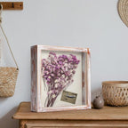 TJ.MOREE Flowers Shadow Box Display Case 11 x 11 Shadow Box Frame with Glass Window Door Farmhouse Picture Frame Wedding Bouquet Memorabilia Photos Memory Box for Keepsakes - White Pink