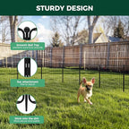 FXW Decorative Garden Fence for Yard - 20in(H) x 29.6ft(L) 16 Panels - Metal Fencing Panels - Animal Barrier Border for Dogs & Rabbits, Flower & Plant Edging