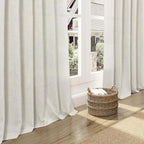 Nanspring Mousse White Curtains 90 Inches Long for Living Room Linen Light Filtering Semi Sheer Curtain Back Tab Rod Pocket Simple Modern Elegant Coastal Decor Drapes for Bedroom 52x90, 2 Panels