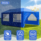 10x20 FT Party Tent, Outdoor Wedding Tents for Parties, Canopy Event Tent with 6 Removable Sidewalls, Waterproof Gazebo Shelter for Birthday Parties, Weddings, BBQs & Events (10X20FT-6Sides Blue)