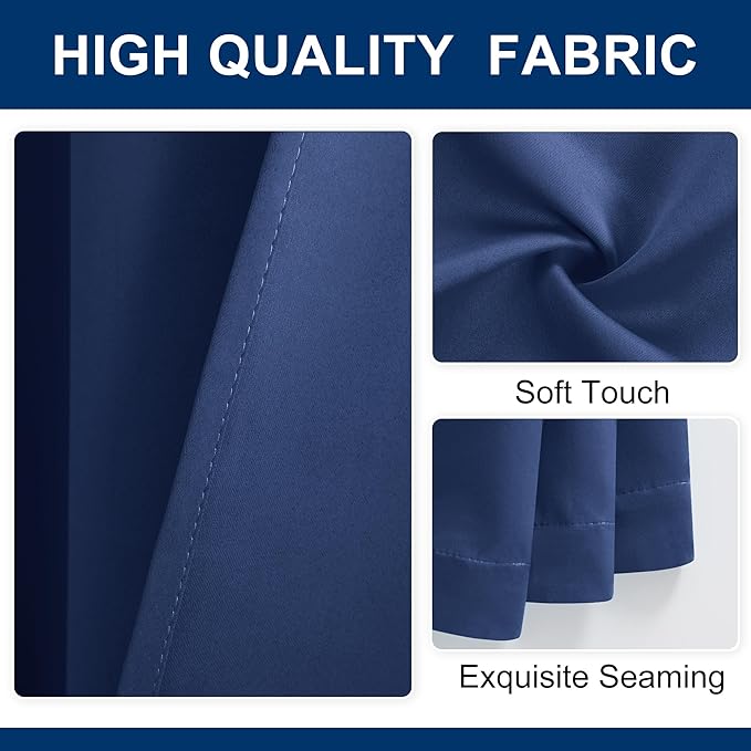 Hiasan Patio Sliding Door Room Divider Curtain Privacy Blackout Thermal Insulated Curtains with Back Tab & Rod Pocket for Bedroom Partition, Living Room Shared Office(100 x 96 Inches, Navy)
