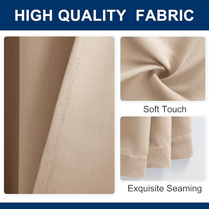 Hiasan Patio Sliding Room Divider Door Curtains - Extra Wide Privacy Room Thermal Insulated Blackout Curtain with Back Tab & Rod Pocket for Bedroom Partition(100 x 108 Inches, Beige)