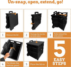 Inspired Living Collapsible Ultra-Slim Pack-N-Roll,2 Wheel Utility Cart w/Lid used as Seat up to 250 Lbs, Telescopic Handle - Super Strong, for Home, Garden, Shopping, Office, School use, Large, Black