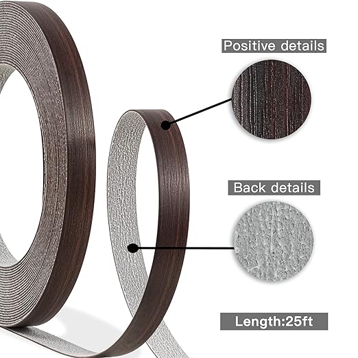 GSCIT Club Edge Banding, 3/4 inch x 25ft roll of Edge Banding -Pre-glued Flexible Veneer Walnut PVC Tape Banding for Cabinet Repair Furniture Restoration