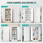 SISESOL White Metal Storage Cabinet,71" Tall Pantry Cabinet,Kitchen Pantry Storage Cabinets with 2 Doors and 6 Shelves,Wide Deep Food Cupboard for Home,Kitchen,Dining/Living Room