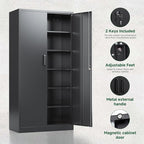 Letaya Metal Garage Storage Cabinets with Lock-72 Tall Tool Organizer Steel Lockers, 5 Adjustable Layers Shelves for Home,Office,Warehouse,Garage,(Black-72“)